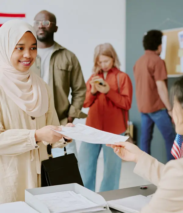 Muslims voting in an election